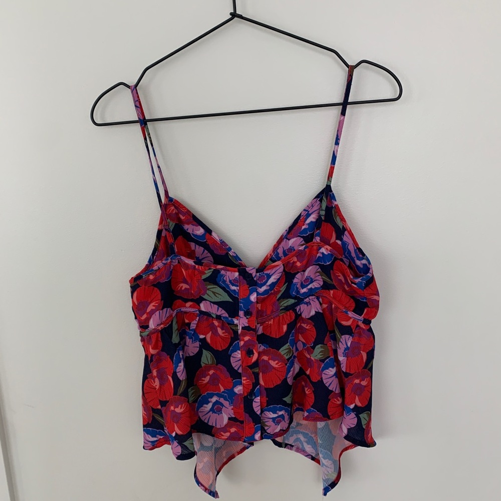 NWOT CAD Red and Blue Floral Tank Top - Picture 3 of 5